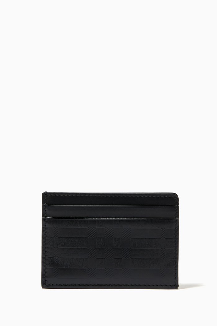 

Card Case in Embossed Check Leather, Black