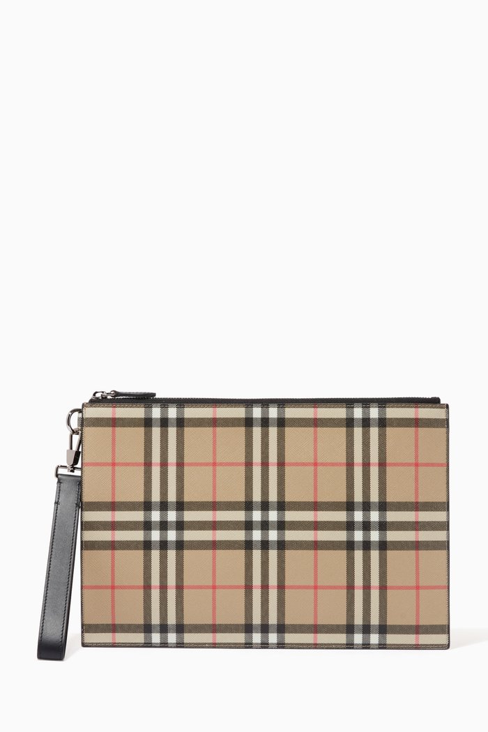 

Edin Check Pouch in Canvas, Neutral