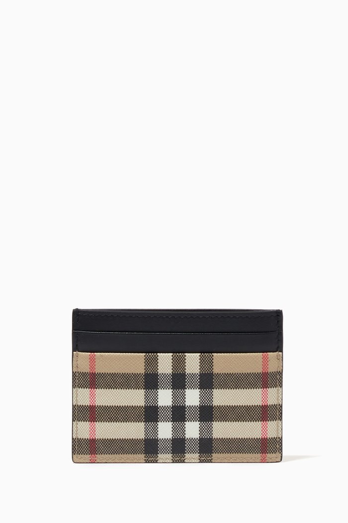 

Card Case in Vintage Check E-canvas & Leather, Neutral