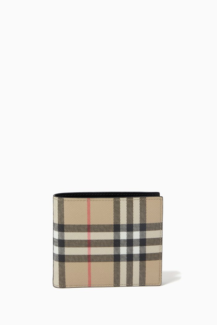 

Bifold Wallet in Vintage Check E-Canvas, Neutral