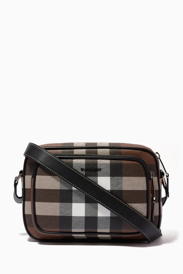 Paddy Giant Checked Camera Bag in Canvas, Brown