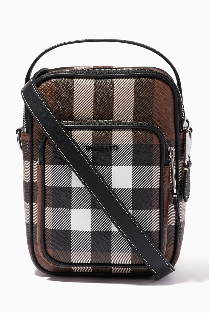 

Wyatt Giant Checked Crossbody Bag in Canvas, Brown