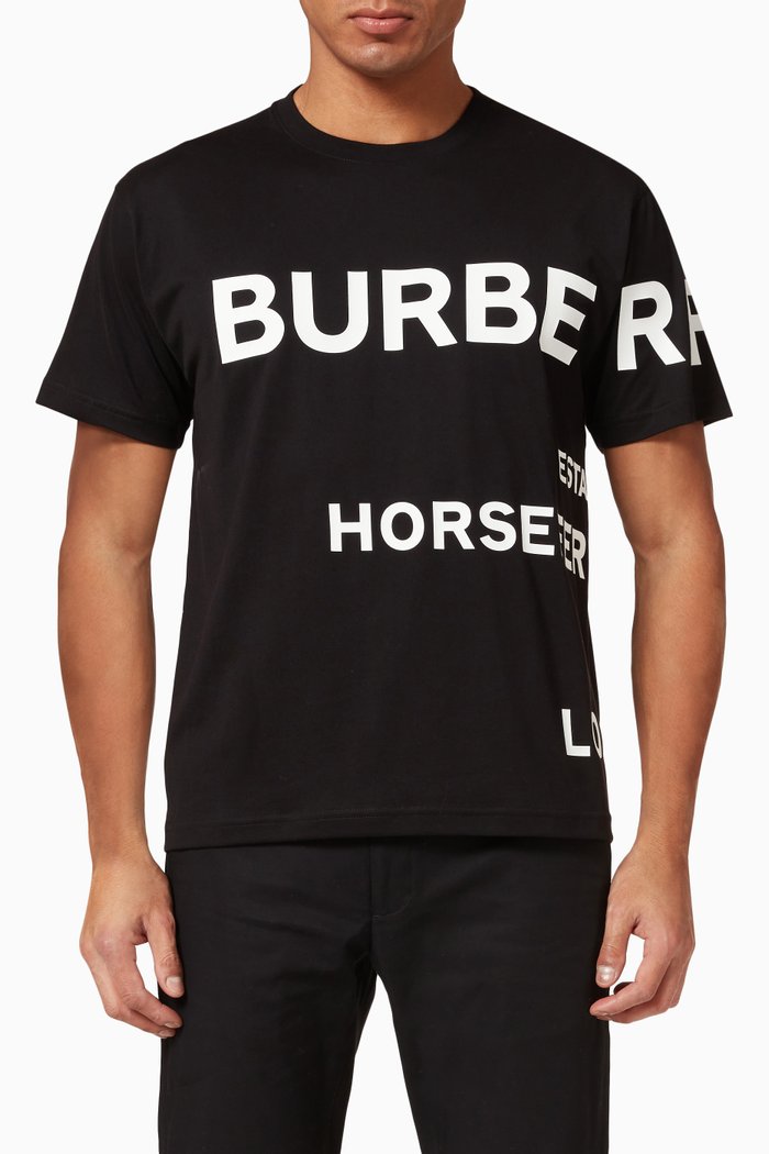 Horseferry Print Oversized T-shirt in Cotton, Black