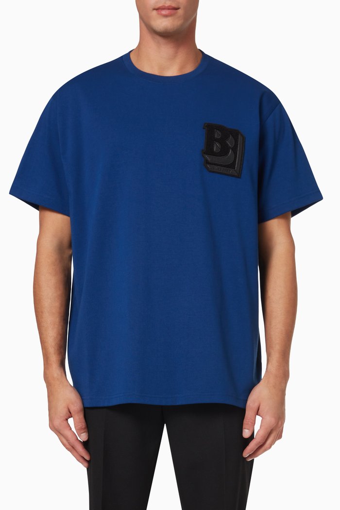 

Letter Graphic T-shirt in Cotton Jersey, Blue