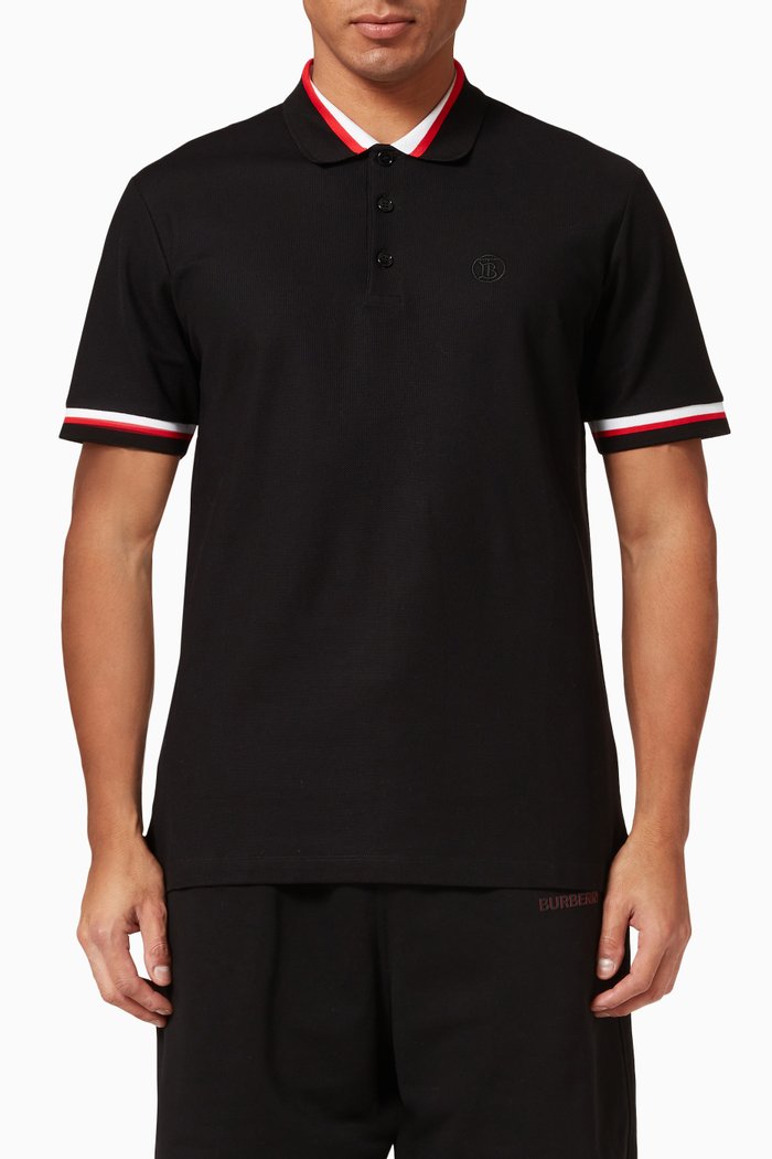 

Monogram Motif Polo Shirt in Cotton Piqué, Black