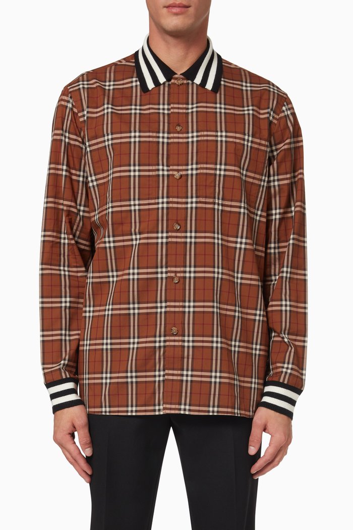 

Towner Check Shirt in Cotton, Brown