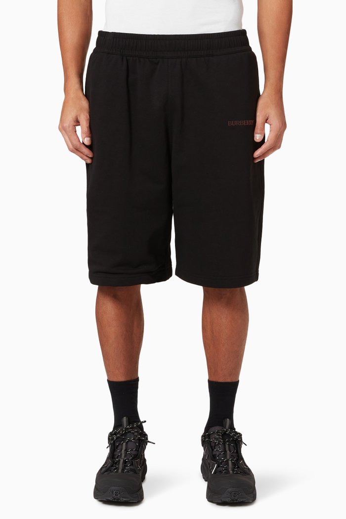 

Logo Print Shorts in Loop-back Stretch Cotton, Black
