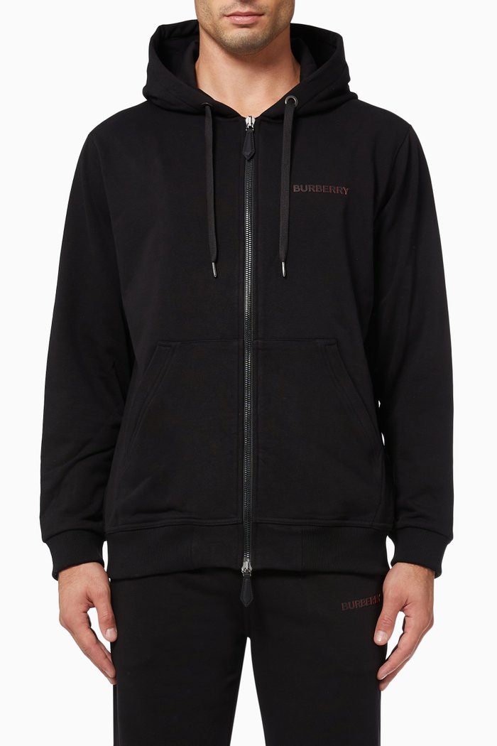 Micah Hooded Sweatshirt in Stretch Cotton Jersey, Black