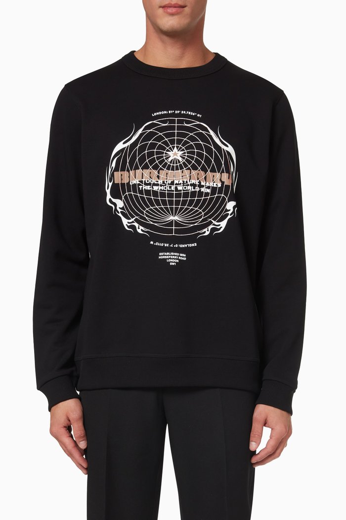 

Globe Graphic Sweatshirt in Organic Cotton, Black