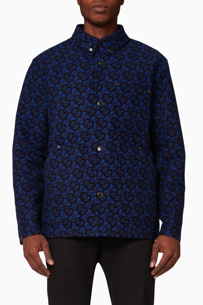 

Overshirt in Monogram Wool Jacquard, Blue