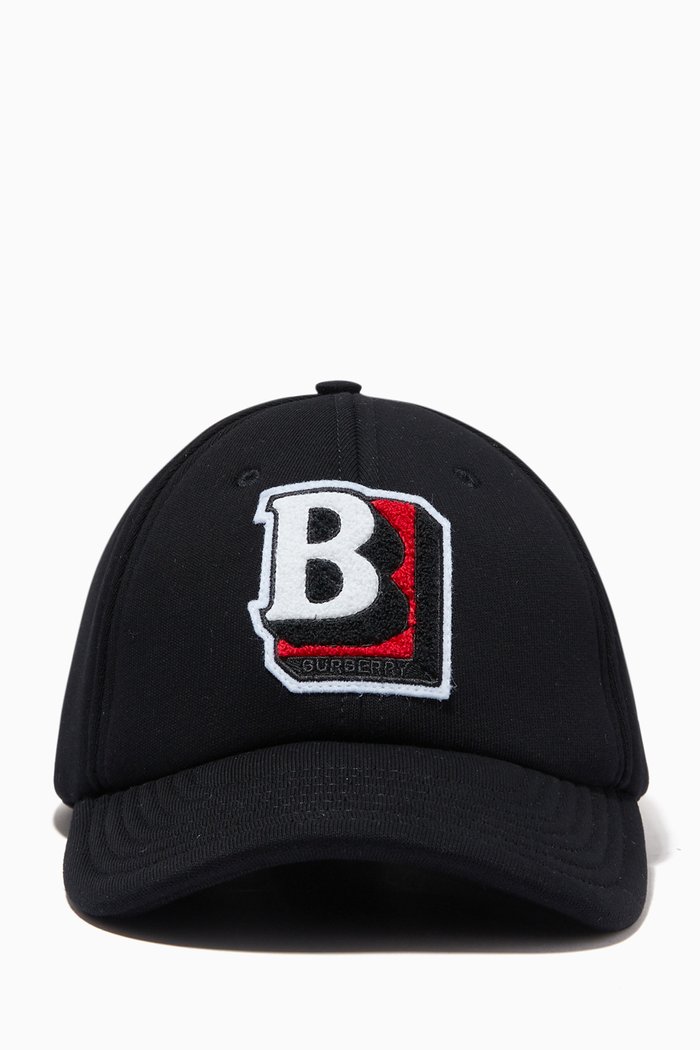 

Letter Graphic Baseball Cap in Loop-back Cotton, Black