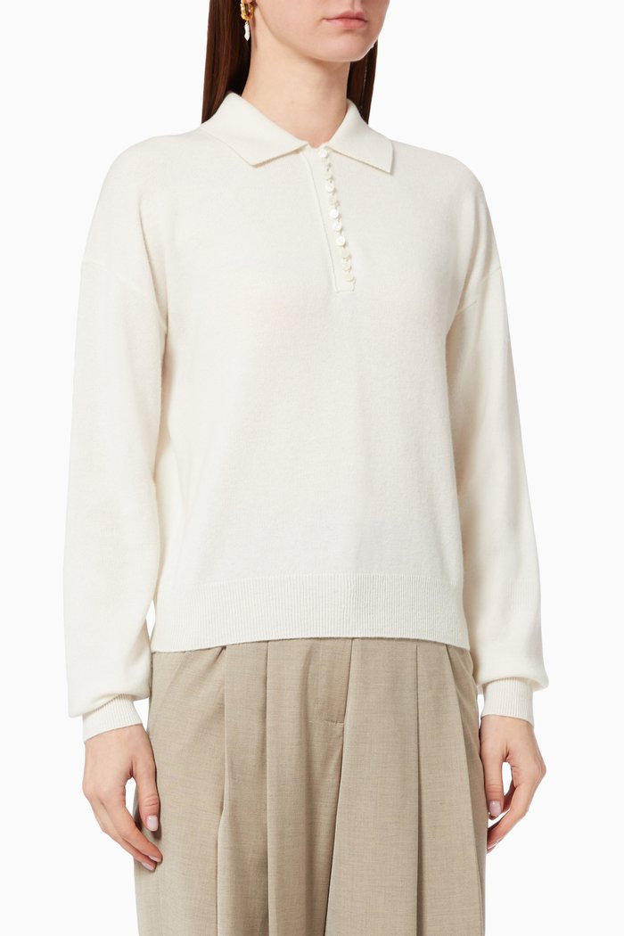 

Polo Sweater in Cashmere Knit, Neutral