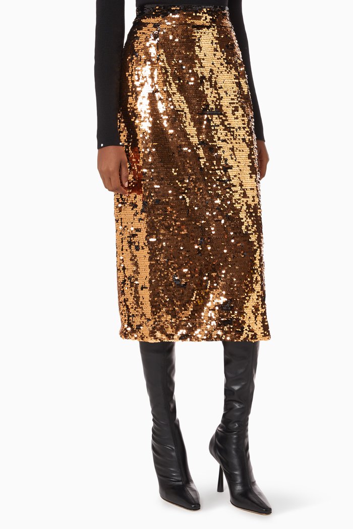 

SLFRosaline Pencil Skirt in Sequin-embellished Polyester, Gold