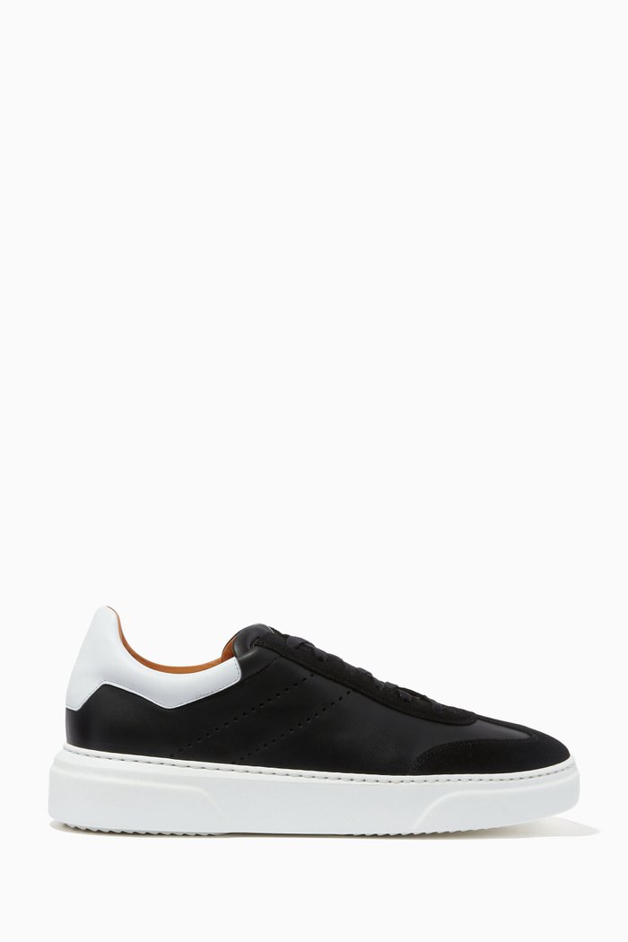 Irun Sneakers in Perforated Smooth Leather, Black
