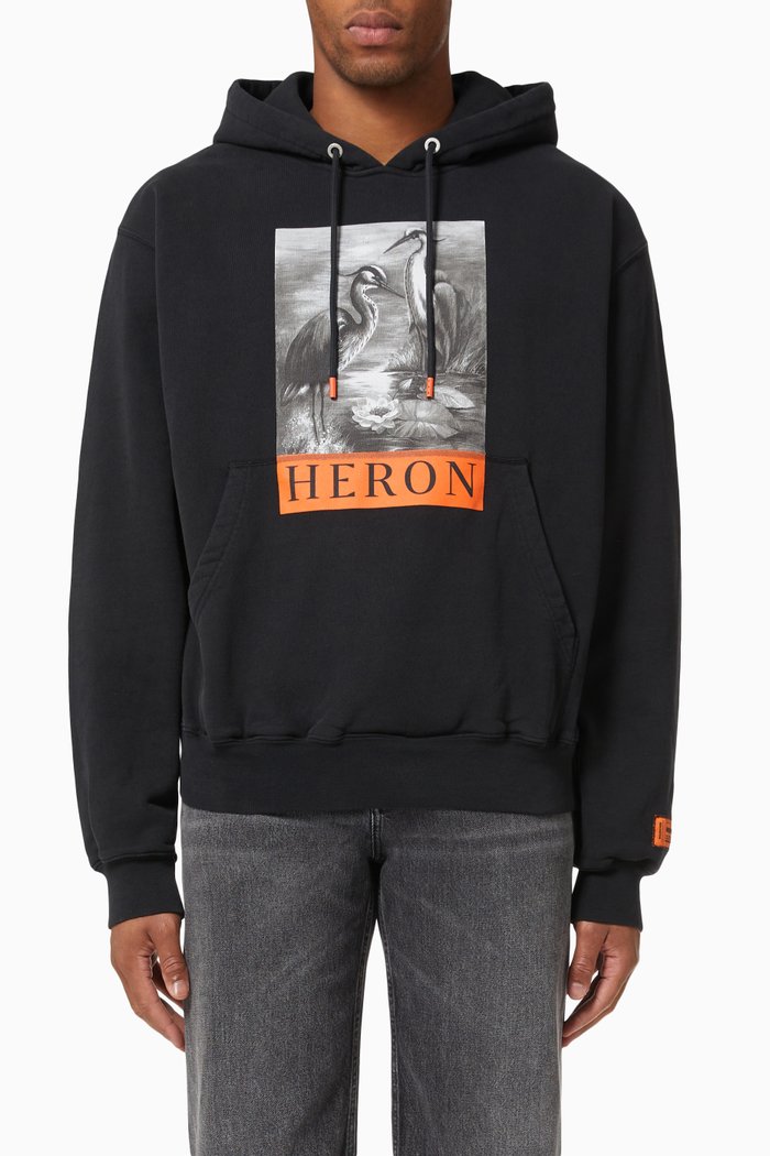 

Heron Print Sweatshirt in Cotton, Black