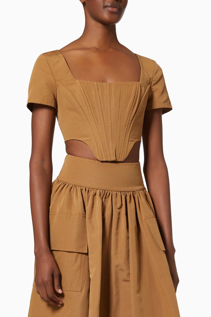 

Peony Top in Cotton Blend, Brown