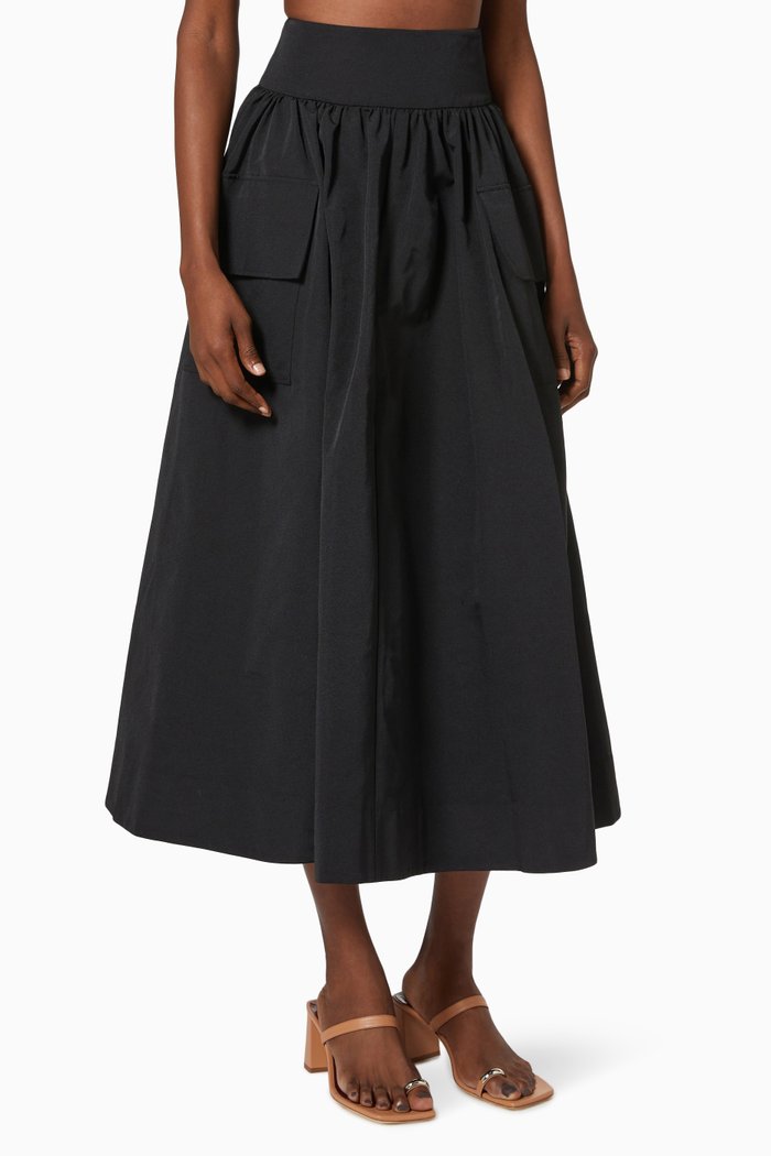 

Irises Maxi Skirt in Cotton Blend, Black