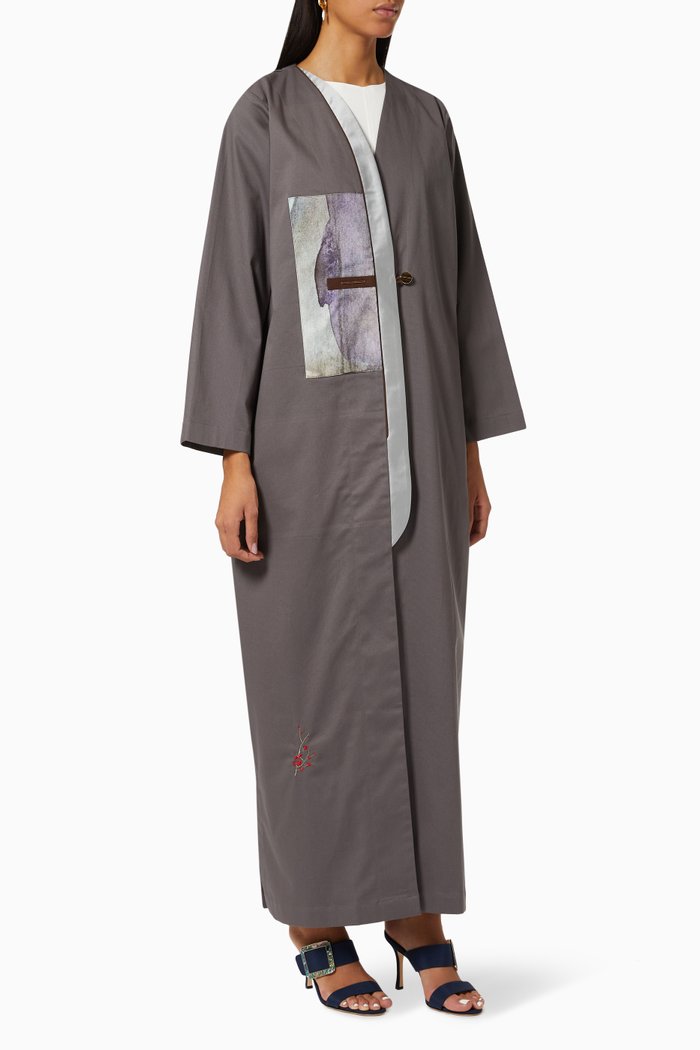 

Art Panel Abaya in Cotton, Grey