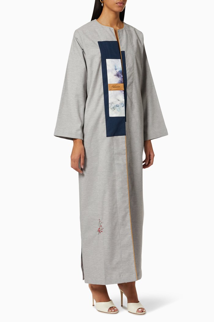 

Art Panel Abaya in Cotton, Blue