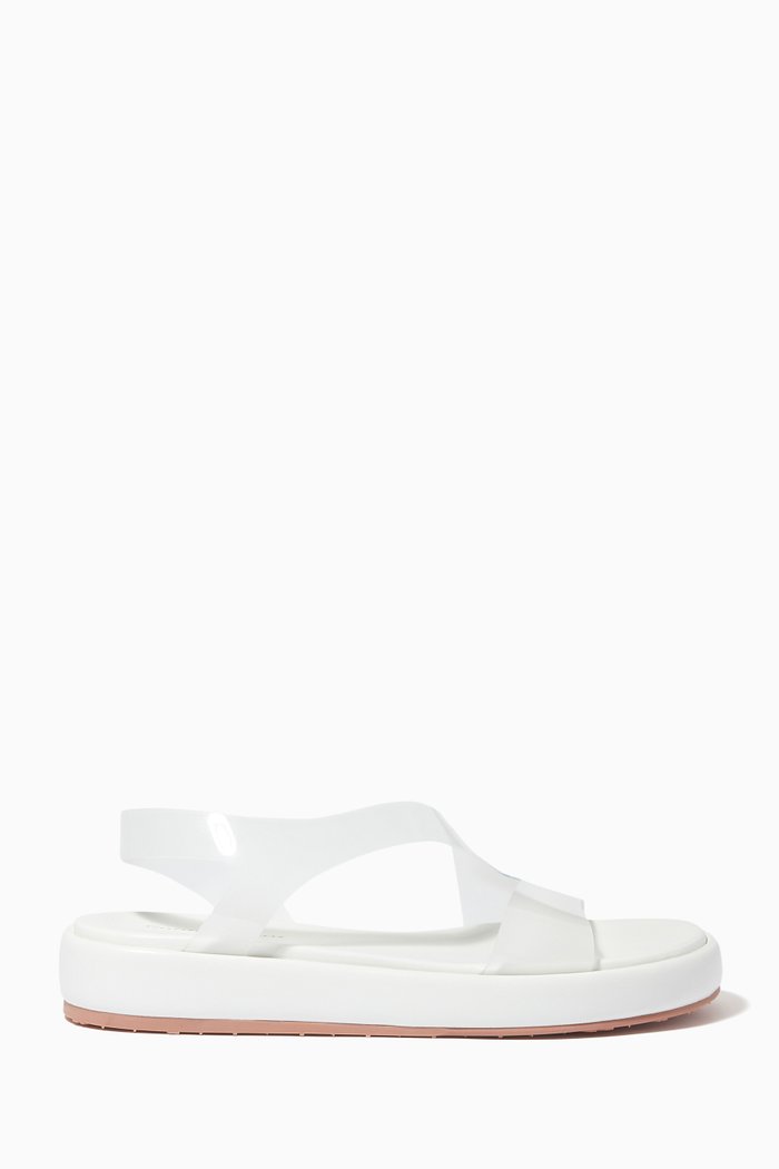 

Metropolis Platform Sandals in Plexi & Nappa Leather, White