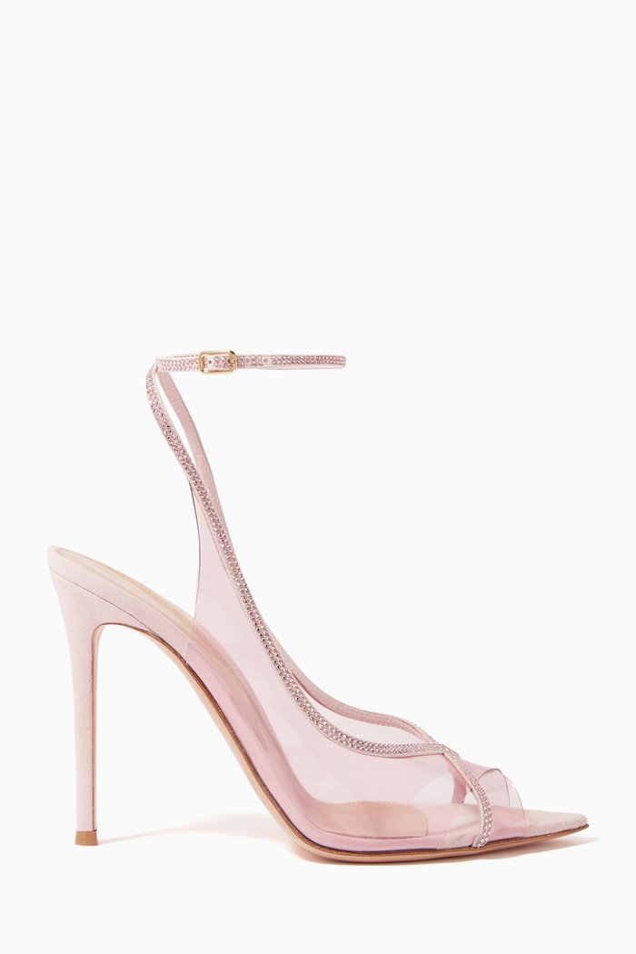 

Crystelle 105 Sandals in Suede & Plexi, Pink