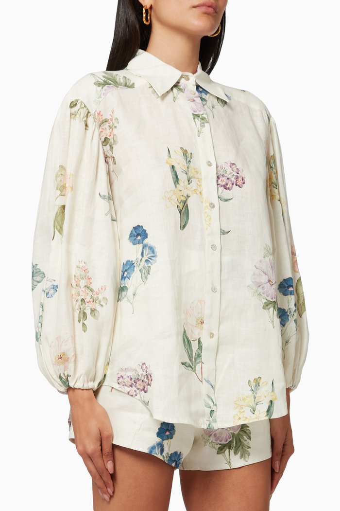 

Jules Floral Shirt in Hemp, Green