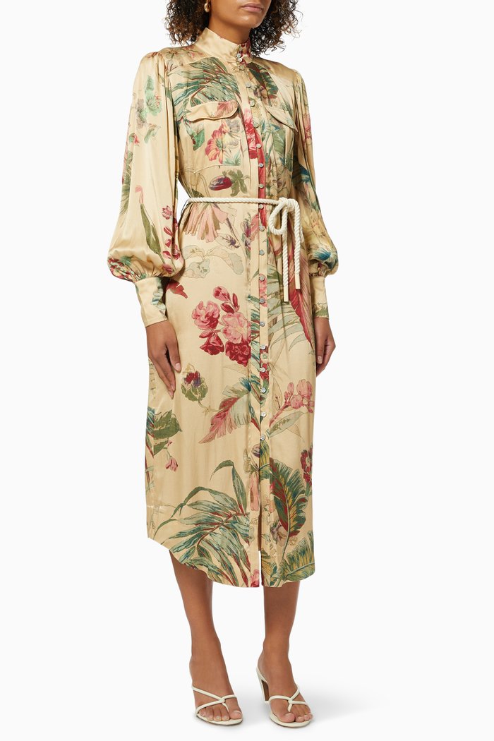 

Arabella Midi Dress in Silk, Pink