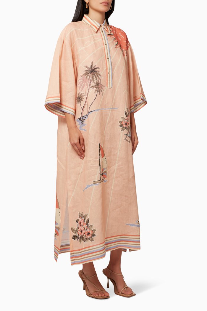 

Marina Pool Dress in Linen, Pink