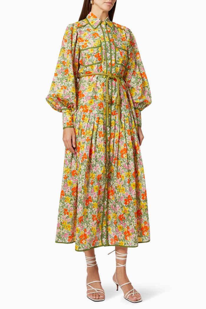 Cabana Midi Shirt Dress in Cotton, Neutral