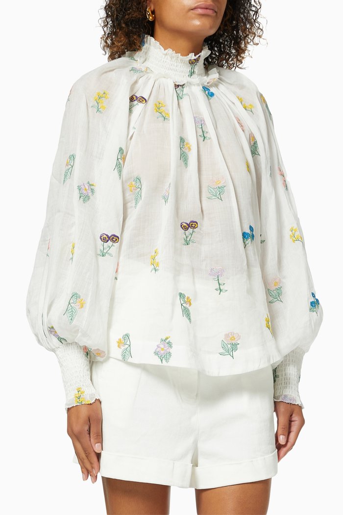 Yves Embroidered Top, Neutral