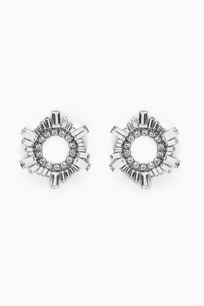 

Mini Begum Crystal Earrings, Silver
