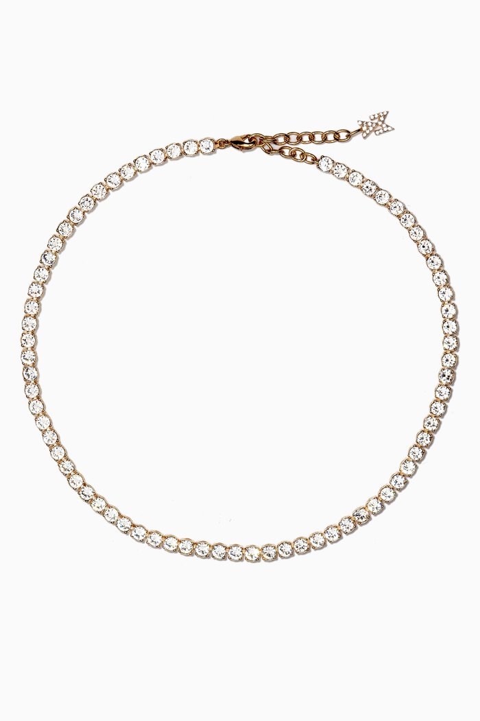 

Crystal Tennis Necklace, Gold