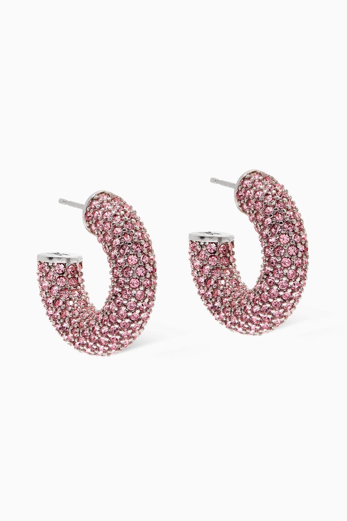 Small Cameron Crystal Hoop Earrings, Pink