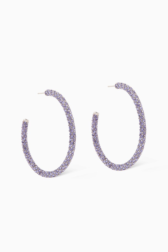 

Big Cameron Crystal Hoop Earrings, Purple