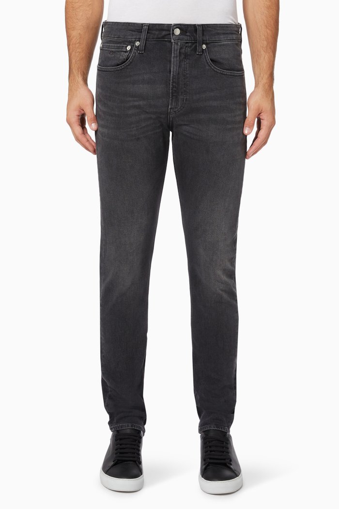 

Slim Tapered Jeans in Stretch Denim, Black