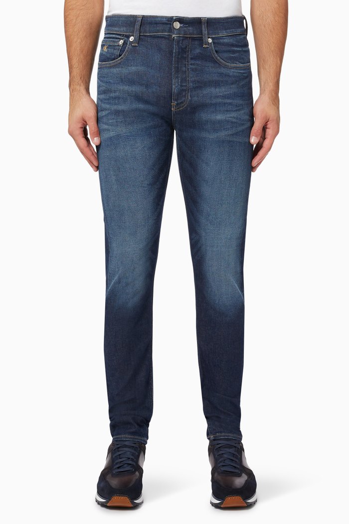 

Slim Tapered Jeans in Stretch Denim, Blue