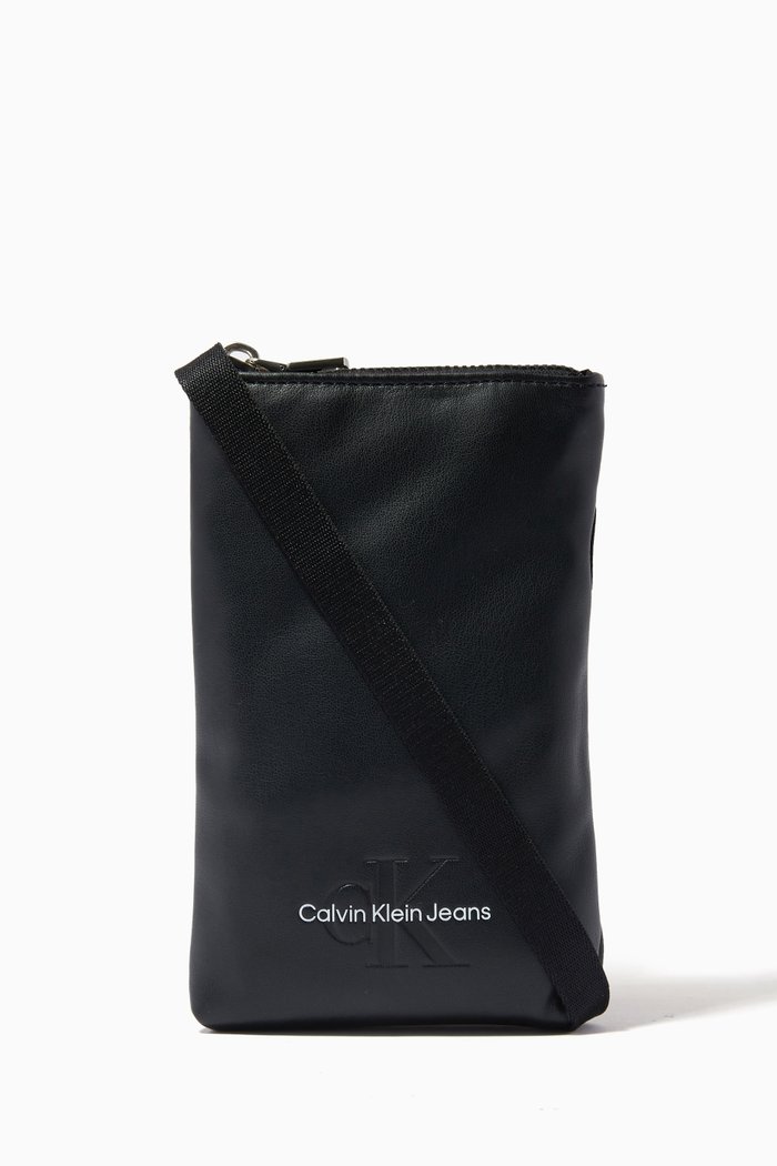 

Recycled Crossbody iPhone Pouch in Faux Leather, Black