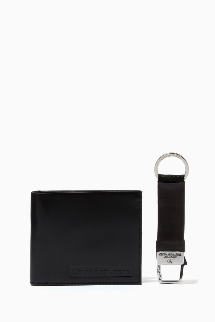 

Billfold Wallet & Keyring in Smooth Leather, Black