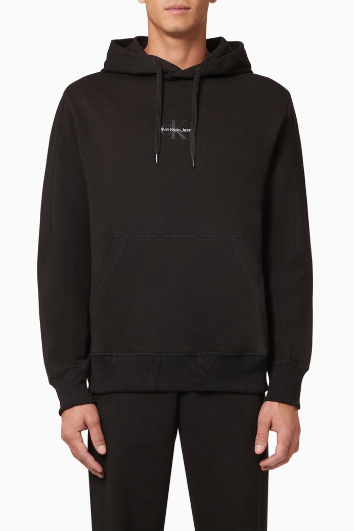 

Monogram Logo Hoodie in Cotton, Black