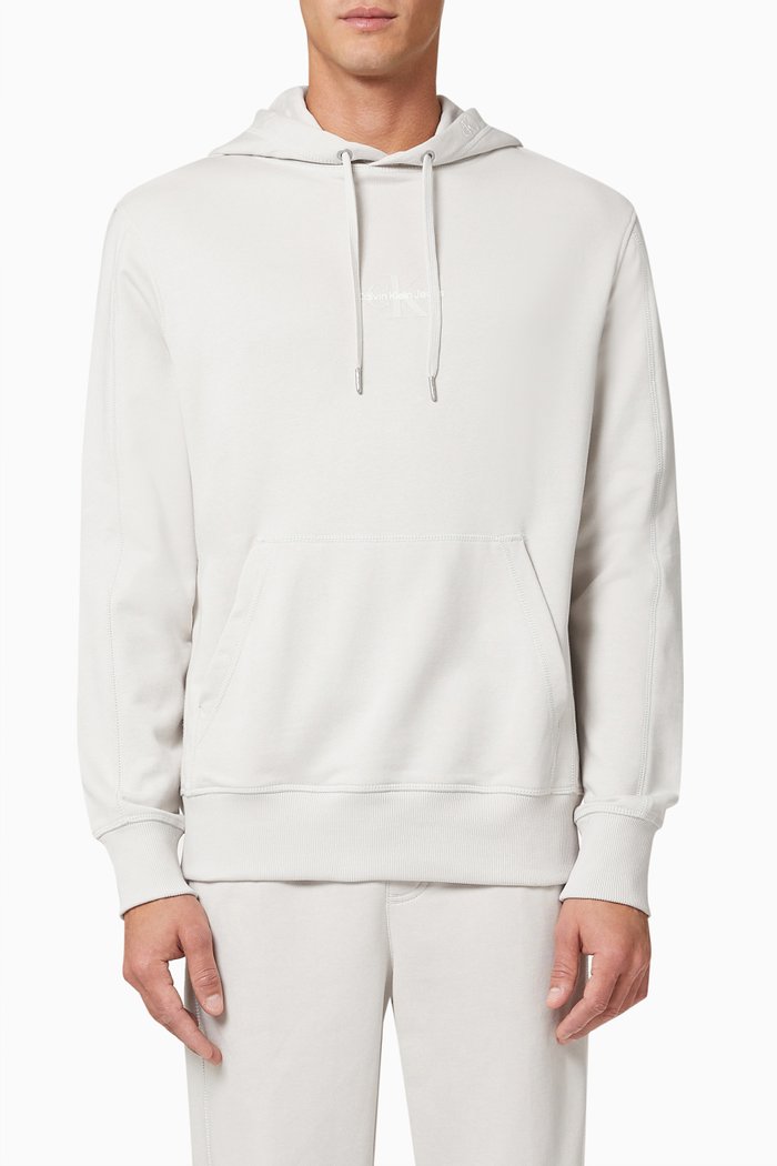 

Monogram Logo Hoodie in Cotton, Grey