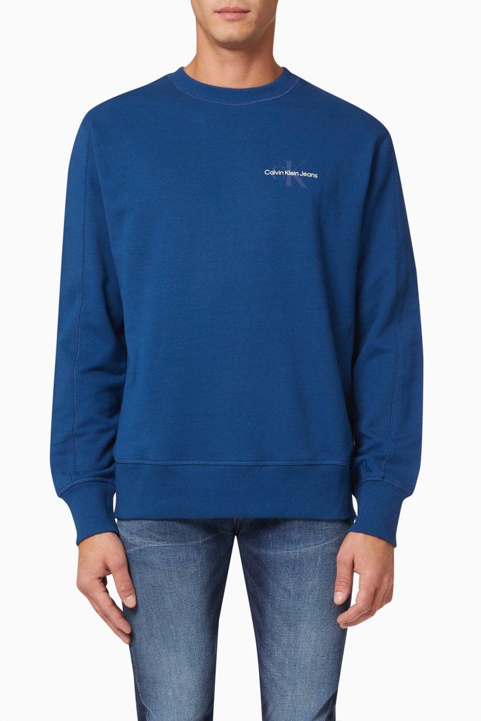 

Monogram Logo Sweatshirt in Cotton, Blue