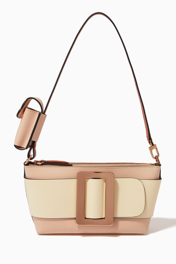 

Pouchette Shoulder Bag in Calfskin Leather, Neutral
