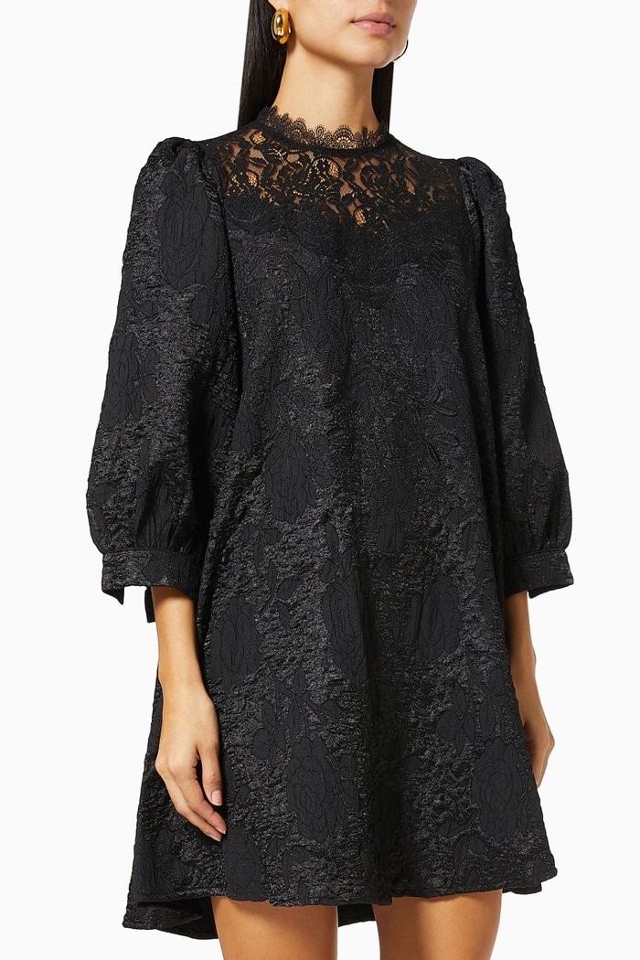 

Yasesta 3/4 Mini Dress in Crepe, Black