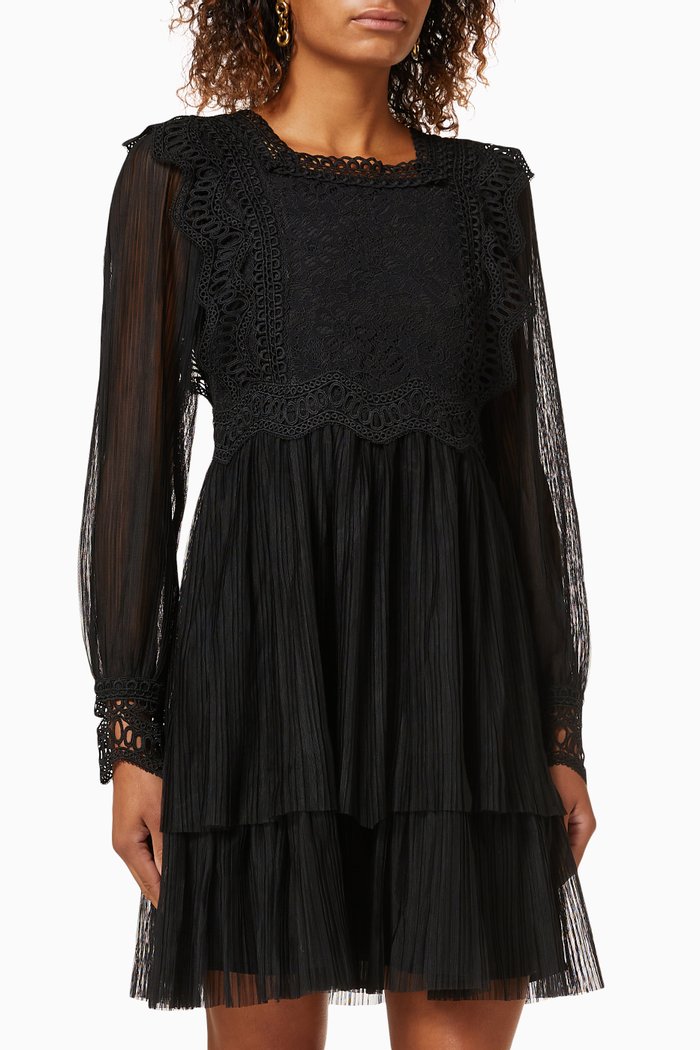 

Yassophia Dress in Pleated Fabric, Black