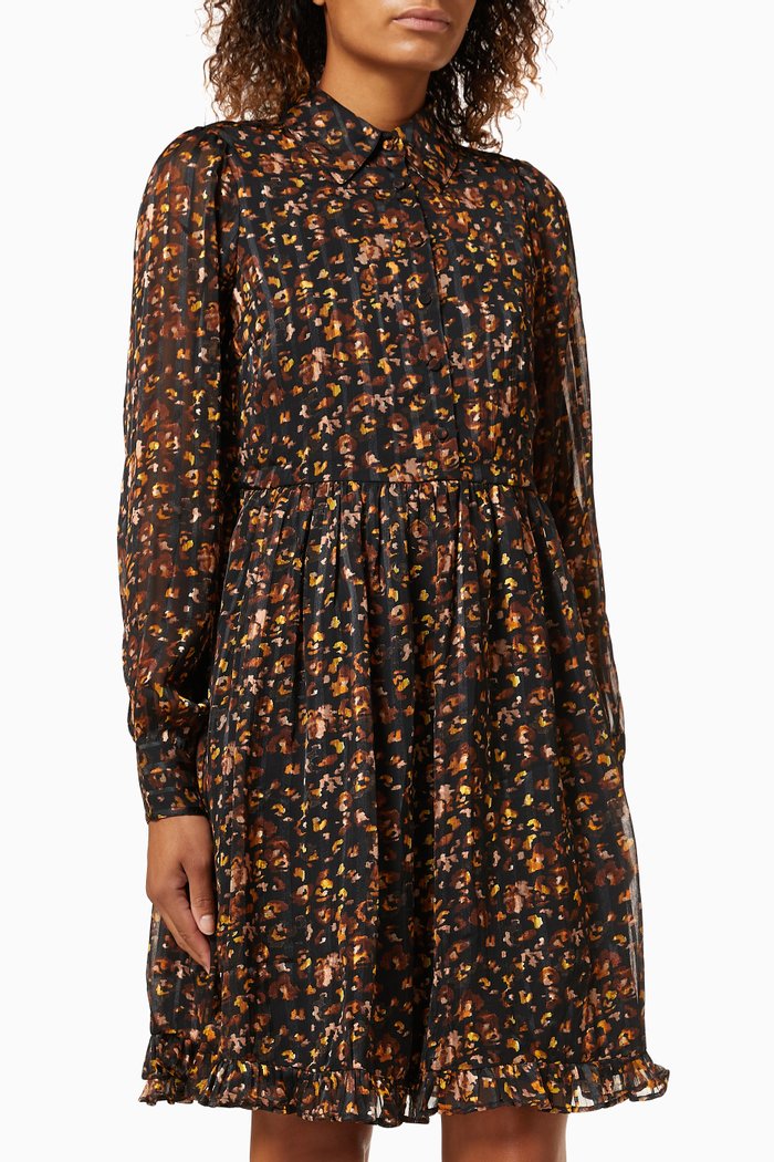 

Yasleonori Dress in Printed Chiffon, Black