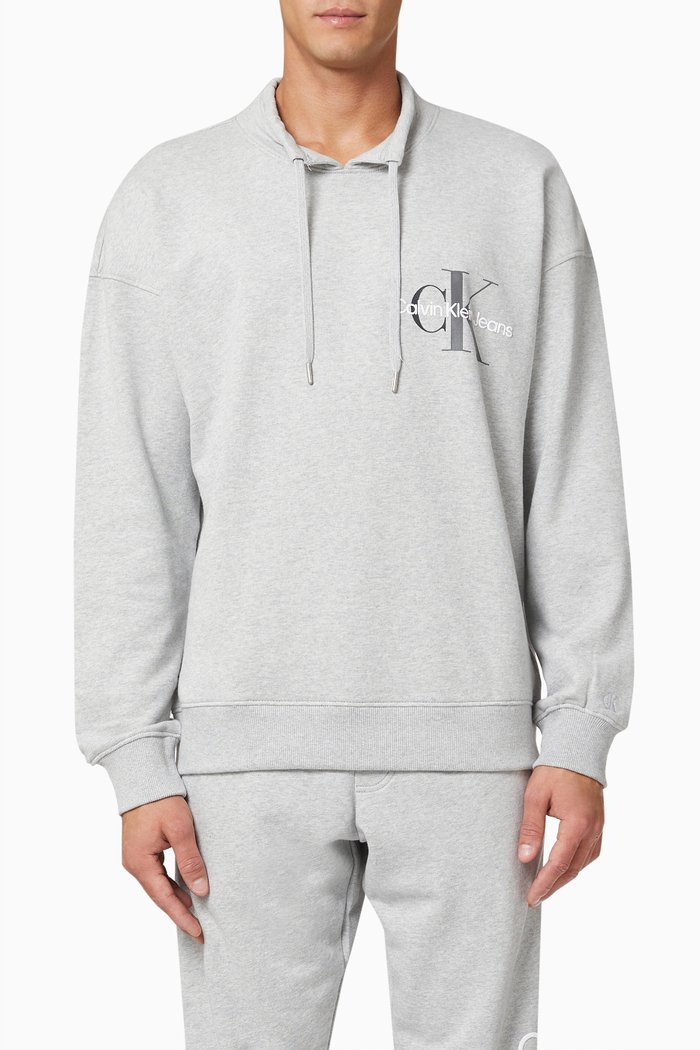 

Two-Tone Monogram Logo Sweatshirt in Cotton, Grey