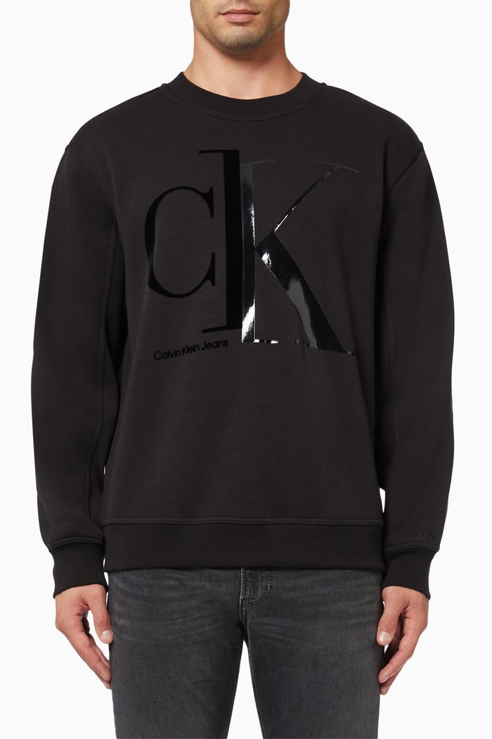 

Relaxed Logo Sweatshirt in Cotton-blend Fleece, Black