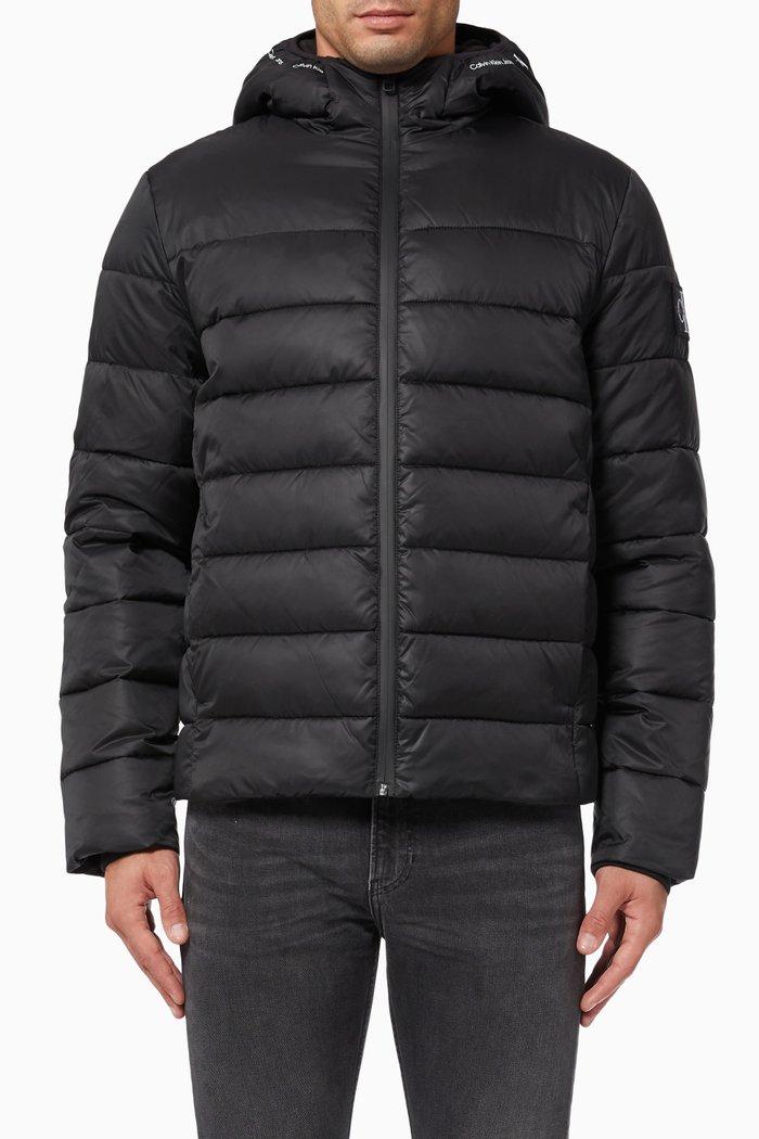 

Lightweight Puffer Jacket in Recycled Polyester, Black