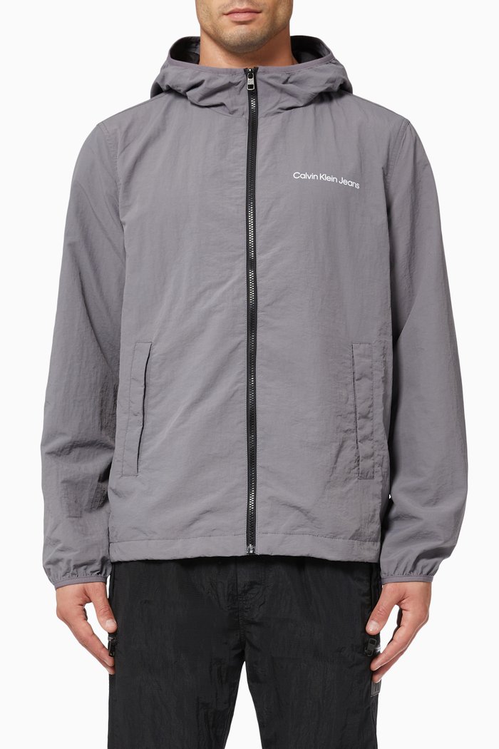 

Hooded Windbreaker in Nylon, Grey