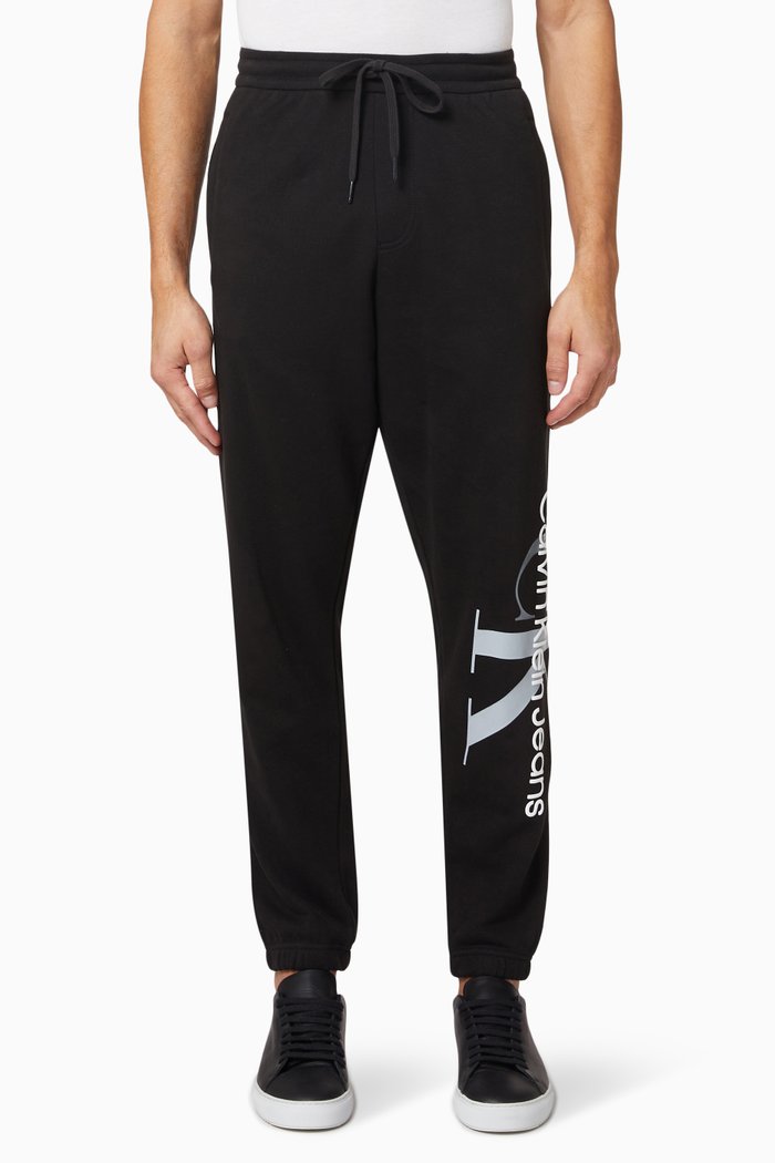 

Two Tone Monogram Joggers in Cotton, Black